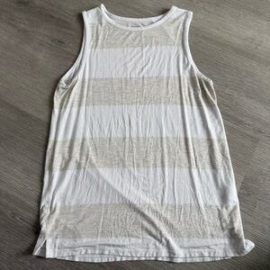 Market & Spruce White and Tan Striped Tank Top